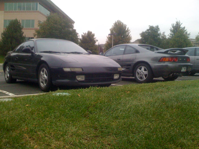 Black lowered 1992 MR2 - Porsche Meteor gray 1993 stock MR2